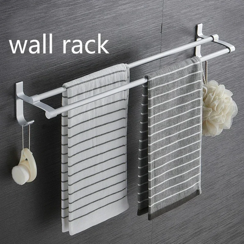 Wall Mounted Rail Double Bar Finish Holder Hanger Towel Rack Bathroom Accessories Small Tools Kitchen Home Convenience Tools