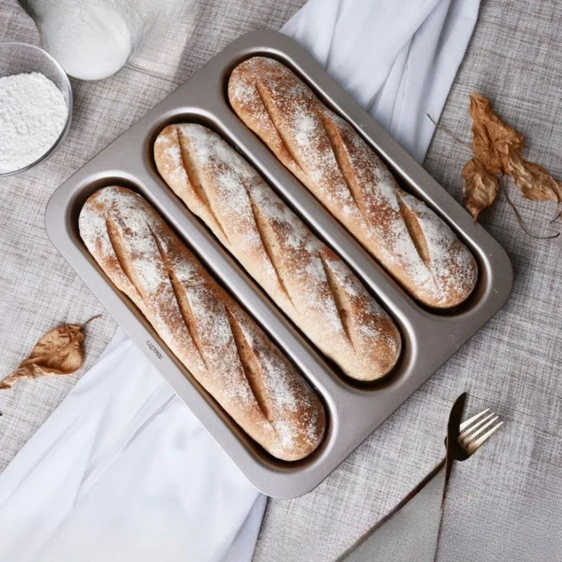 French Bread Roasting Trays Oven Universal Baking Tray Mold for Making Long Bread Strips Non-Stick Deep Baking Pan Easy To Clean