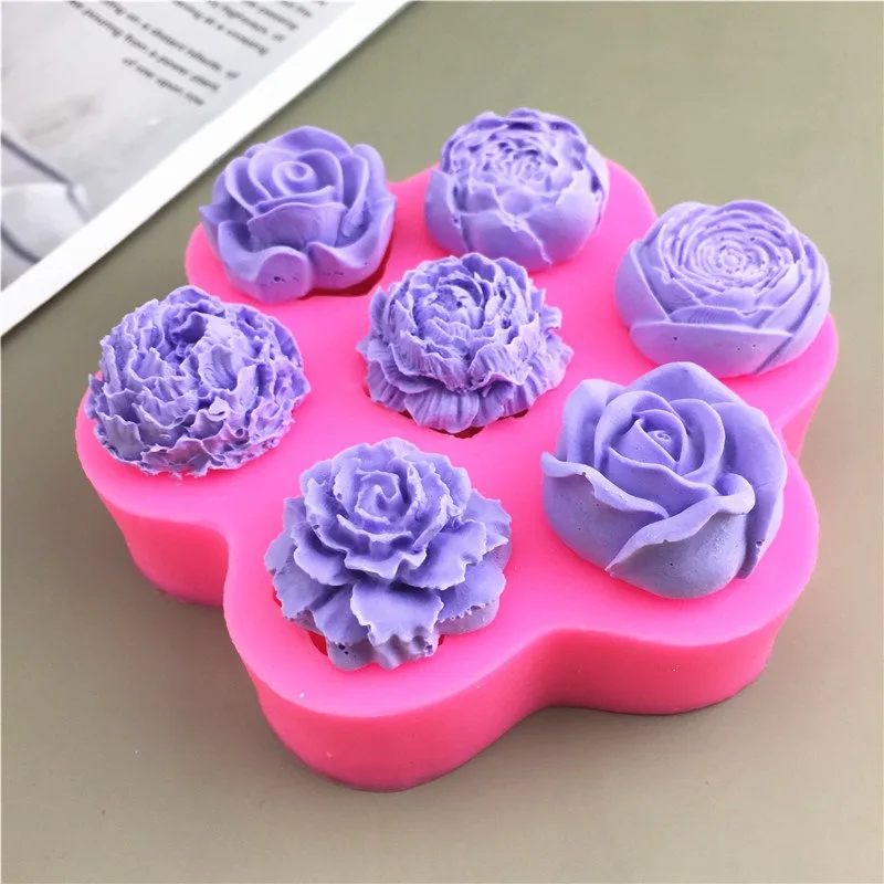 Peony Rose Shape Silicone DIY 3D Cake Mold Fondant Soap Cupcake Candy Chocolate Jelly Baking Molds Flower Decoration Tools