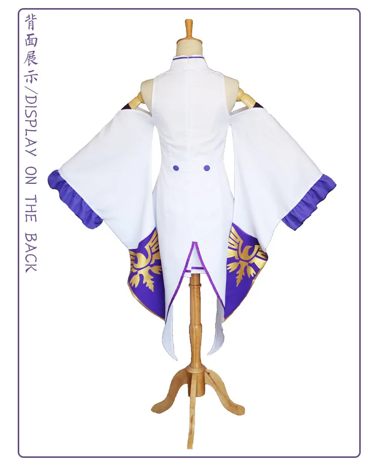 Re Zero Kara Hajimeru Isekai Seikatsu Emilia disfraces de Cosplay para mujer, peluca de Anime, vestido, tocado, conjunto completo, ropa de fiesta de Halloween