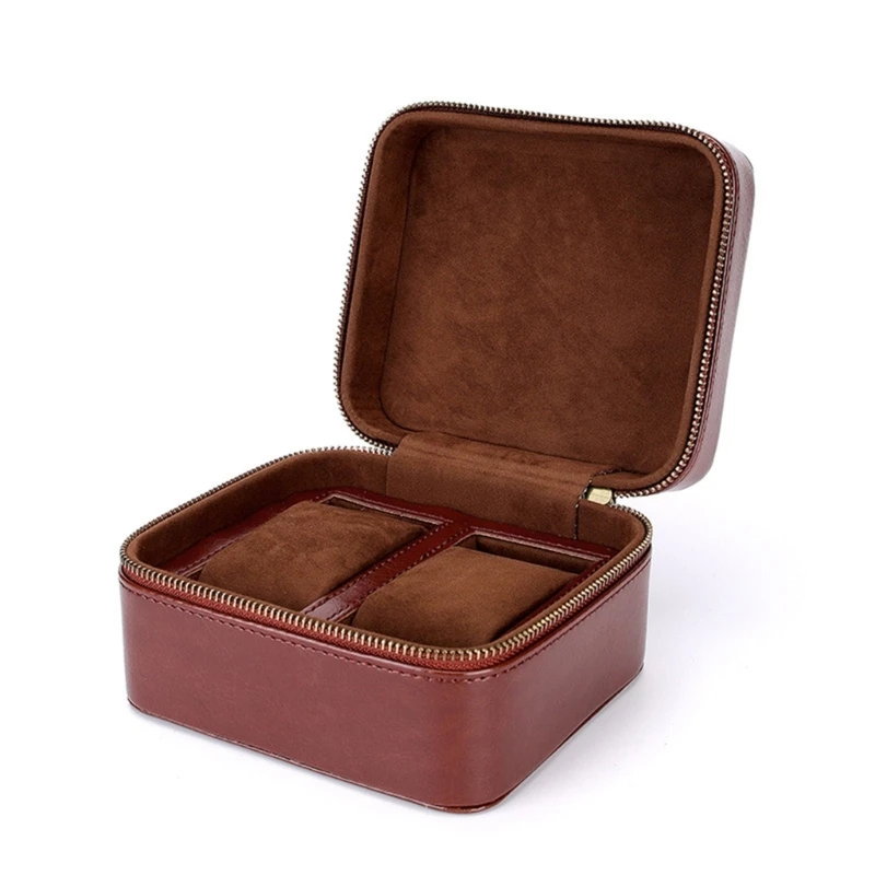 

2 Slot Watch Box Cases Cows PU Leather Pouches Soft Lining Jewelry Travel Bags Durable Watch Dust Protections Case D5QB