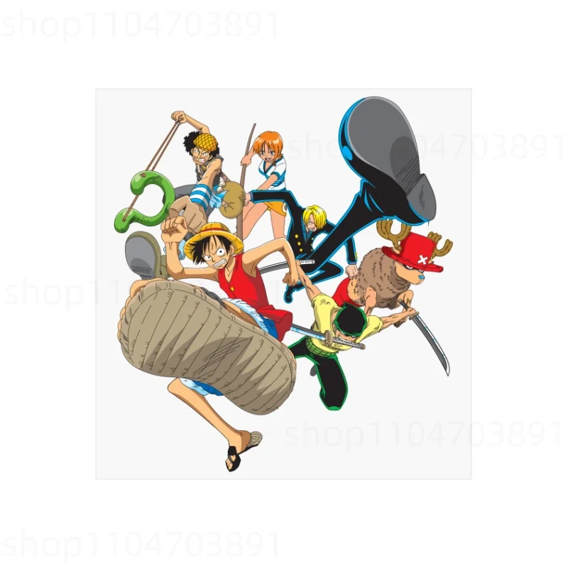 One Pieces Heat Transfer Sticker Anime Figures Luffy Zoro DIY Iron on Stickers Clothes Tshirt Pant Hoodie Bags Decor Applique view 3