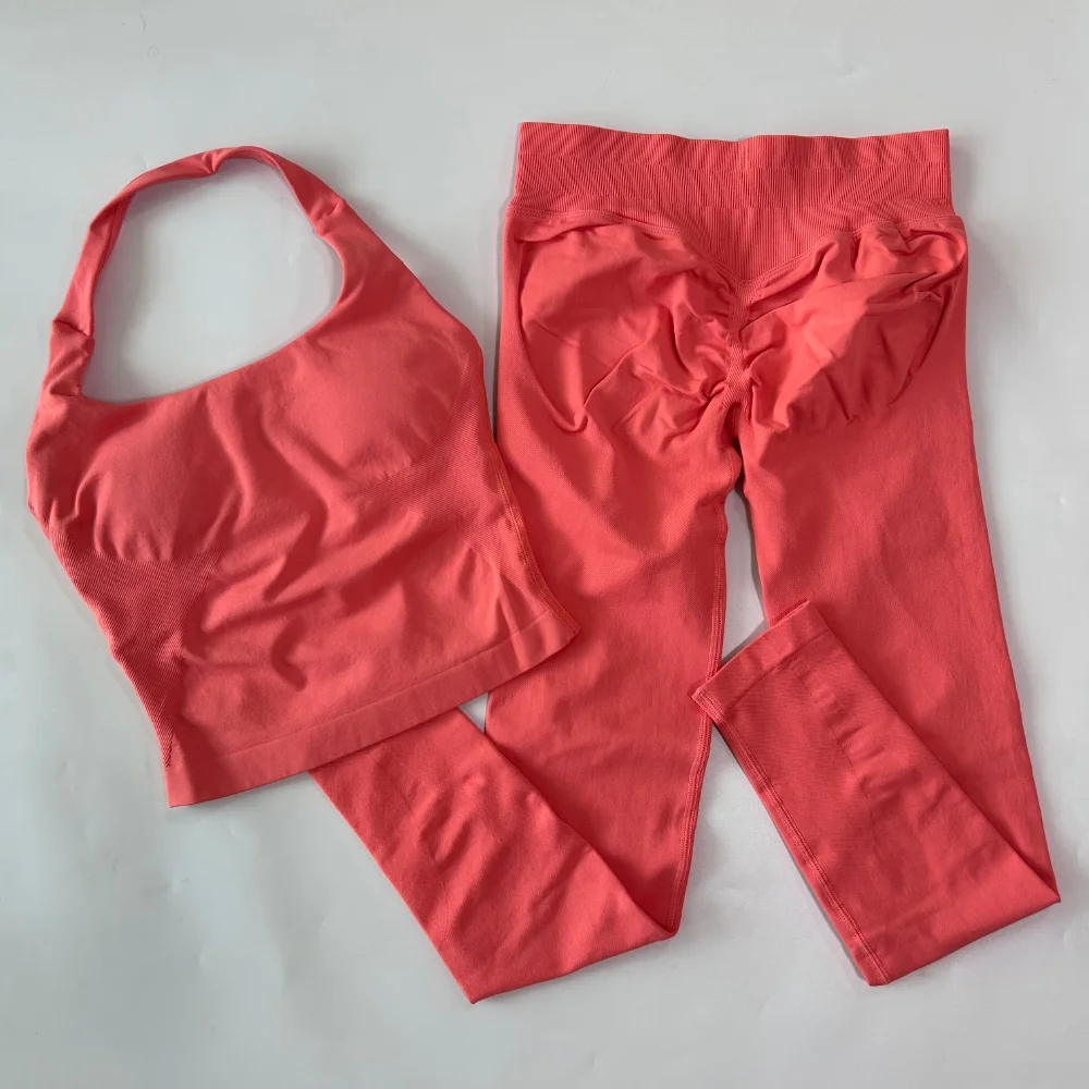Dames Impact Gym Set: Top zonder rug, high waist scrunch shorts, fitness activewear, naadloze workout set