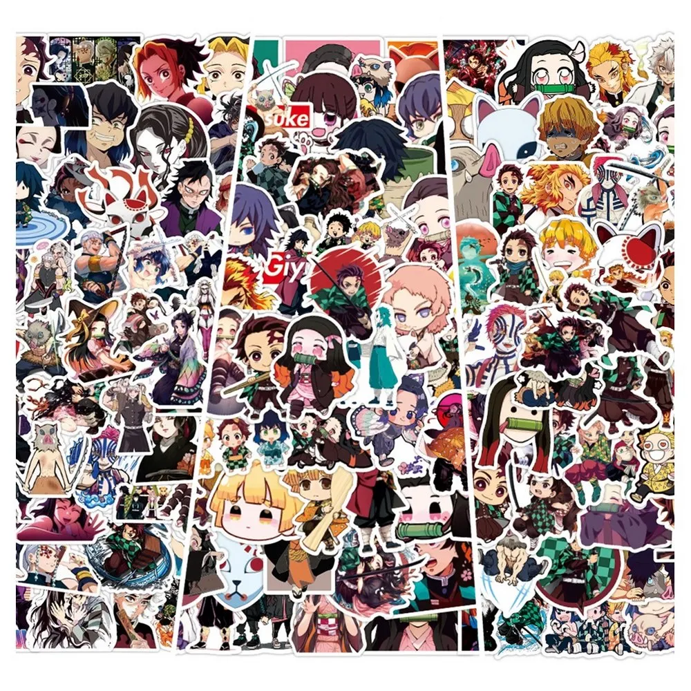 300pcs Cool Anime Demon Slayer Stickers Pack Laptop Phone Guitar Luggage Kimetsu no Yaiba Graffiti Vinyl Decal Sticker for Kids