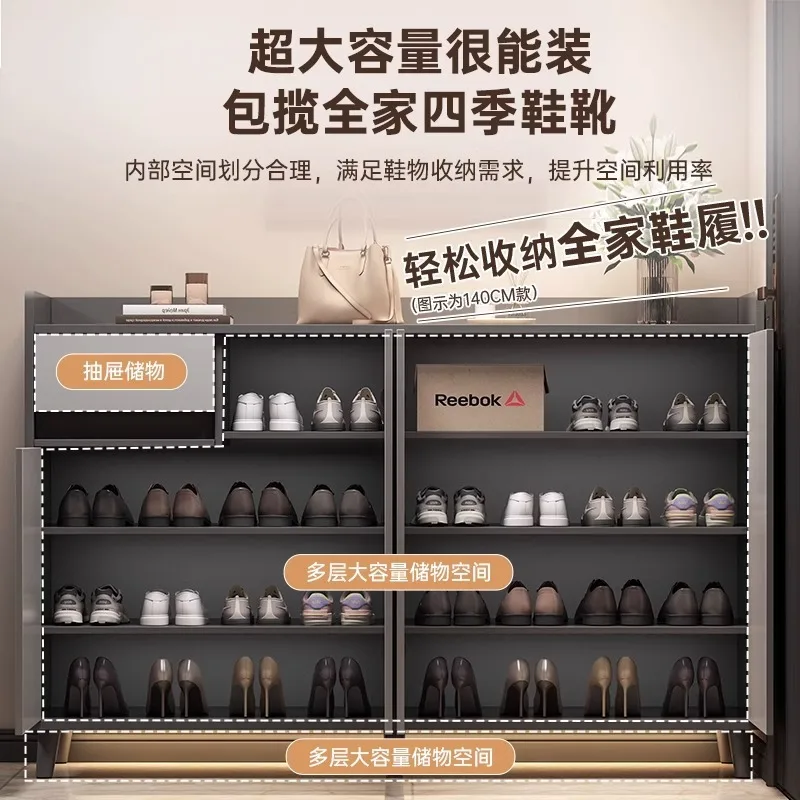 خزانة الأحذية باب منزلي 2025 شرفة داخلية جديدة خزانة متكاملة أرجل خشبية صلبة رف أحذية متعدد الطبقات #3