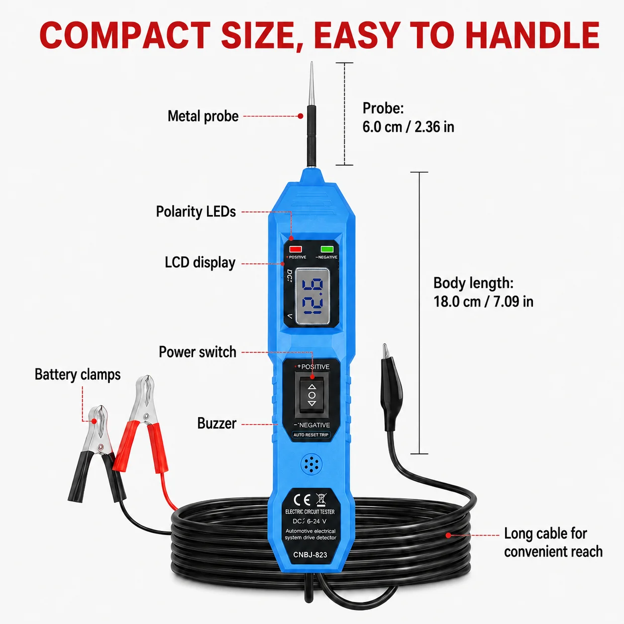 Professional Automotive Electrical Test Tool Kit, Cnbj-823 6-24V Circuit Tester + 12-24V Relay Analyzer, Car Wiring Fault Detector
