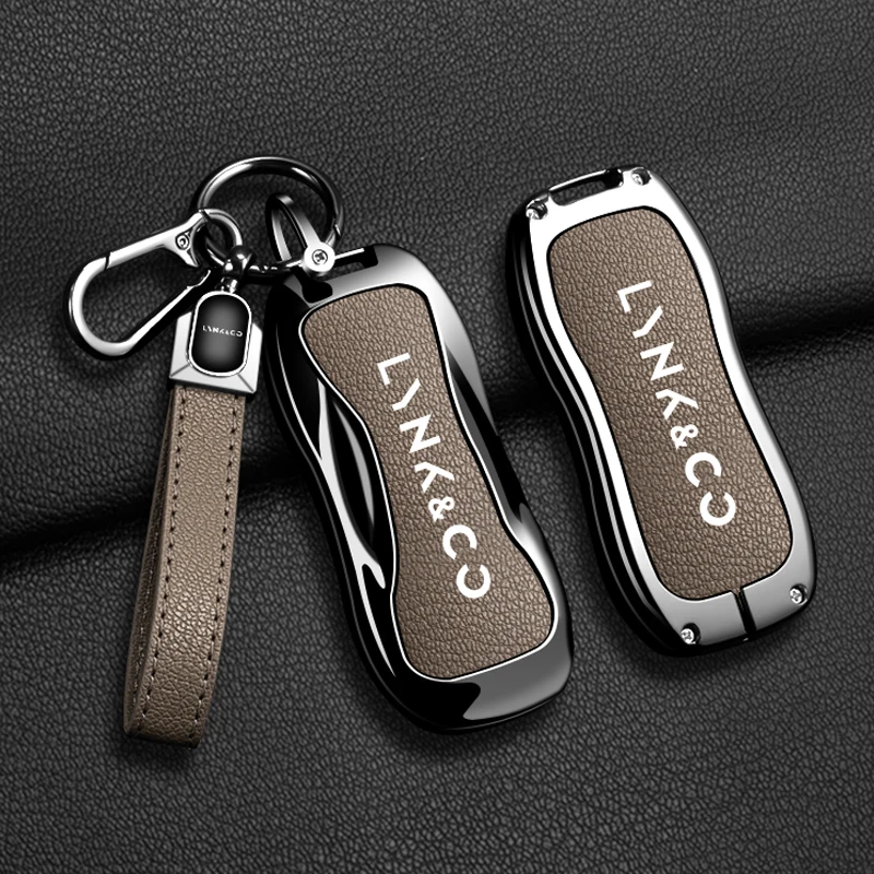 

New Car Key Case Cover Fob Shell For LYNK & CO 05 06 03 09 01 2 Zinc Alloy Leather Remote Full Protector Keychain Accessories