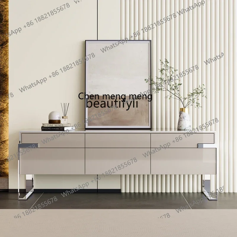 

Q178 Italian light luxury TV cabinet Hong Kong style light luxury simple post-modern bedroom video cabinet metalG