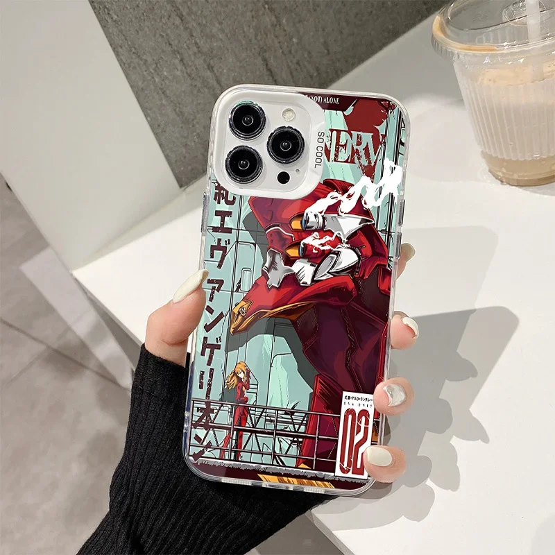 Cute Anime Phone Case for IPhone 16 15 14 13 12 11 Pro Max X XR XS MAX 8 7 Plus Matte Shockproof Back Cover E-EVANGELIONS Shell