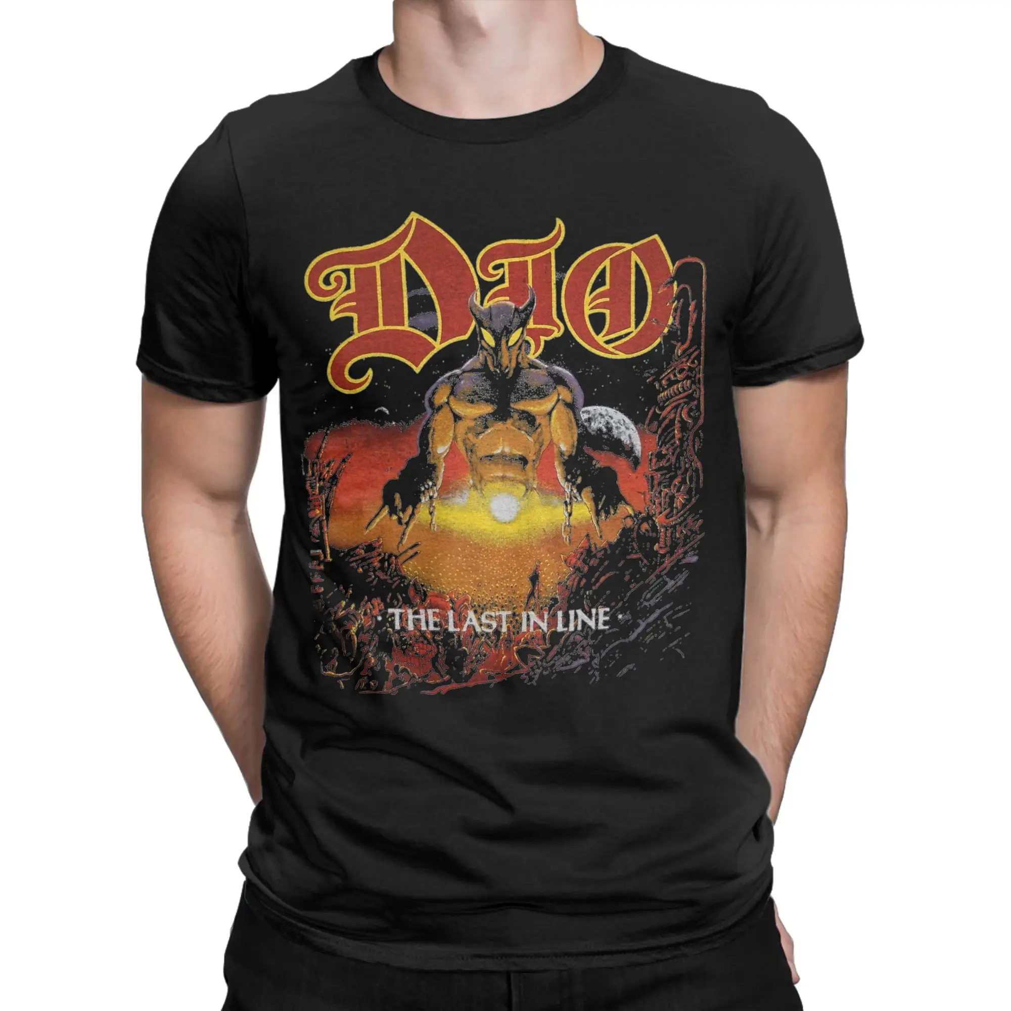 Dio The Last in Line Tour T Shirt for Men Cotton Fun T-Shirt Crew Neck  Tees Short Sleeve Tops Original