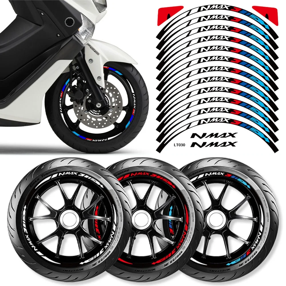 

For YAMAHA Nmax 155 Reflective Motorcycle Wheel Rim Hub Sticker 14" Scooter Hub Stripe Decal Accessories Decorative Decals