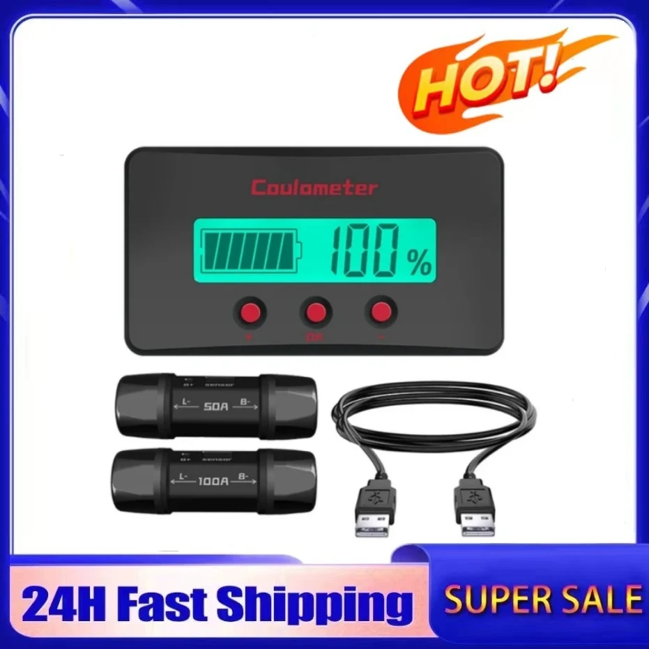 DC 8-120V 50A 100A Battery Tester Coulomb Counter Meter Battery Capacity Indicator Ammeter Voltmeter Battery Tester PZEM-033