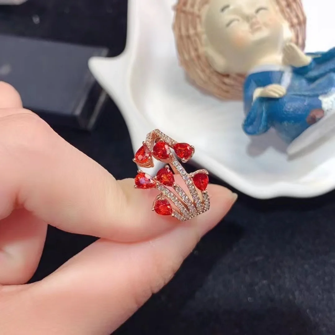 KJJEAXCMY S925 Sterling Silver Women's Ring | Exquisitely Inlaid Natural Red Sapphire | 3*4MM Main Stone, Gem Testing Supported