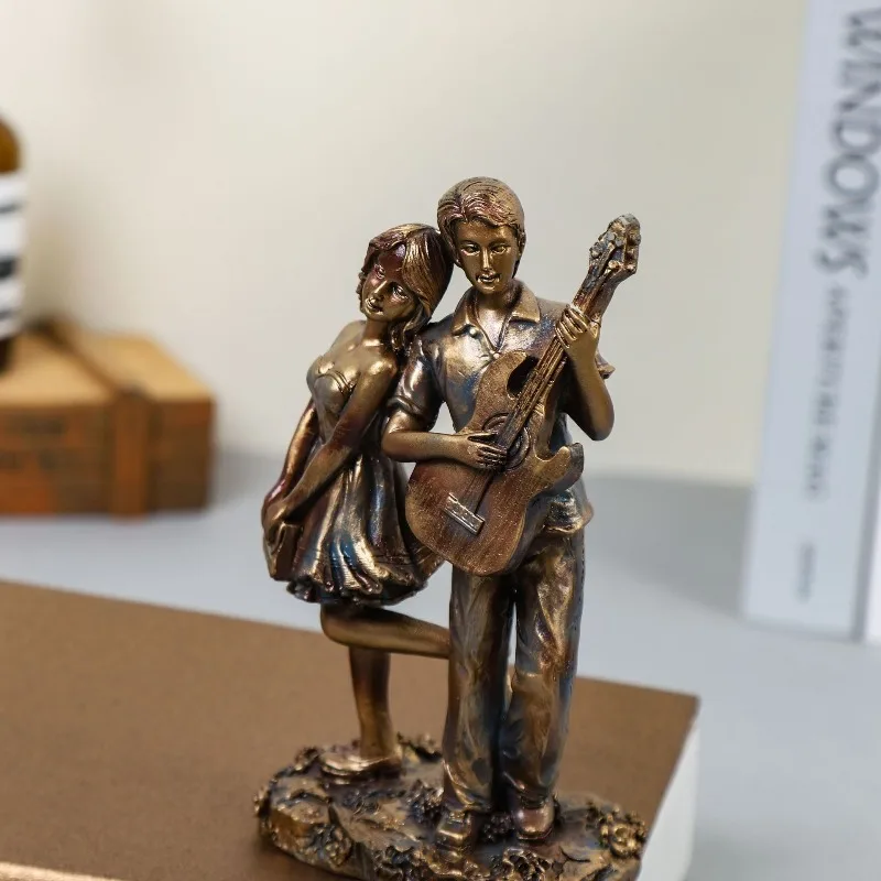 Couple Sculpture, Guitar Music and Love Statue, Home Decoration, Art Gifts, Valentine's Gift Ornament
