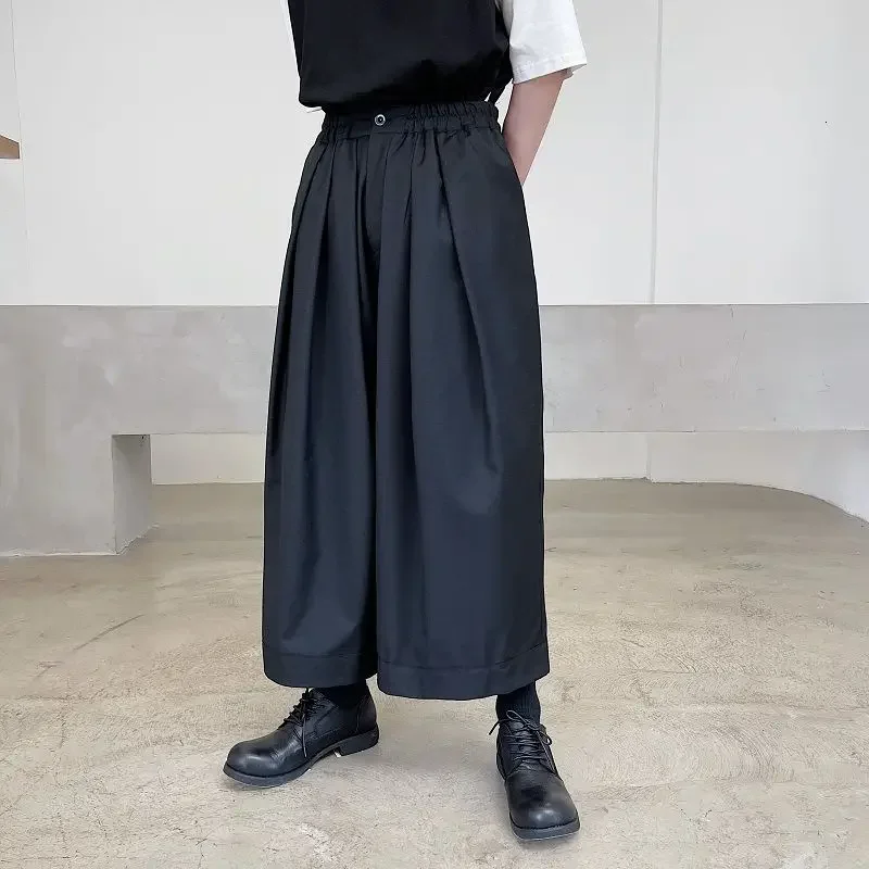 UMI MAO Yamamoto Dark Trend Wide-leg Folds Personality Versatile Nine-point Pants Hair Stylist Art Streetwear Pantalones Hombre