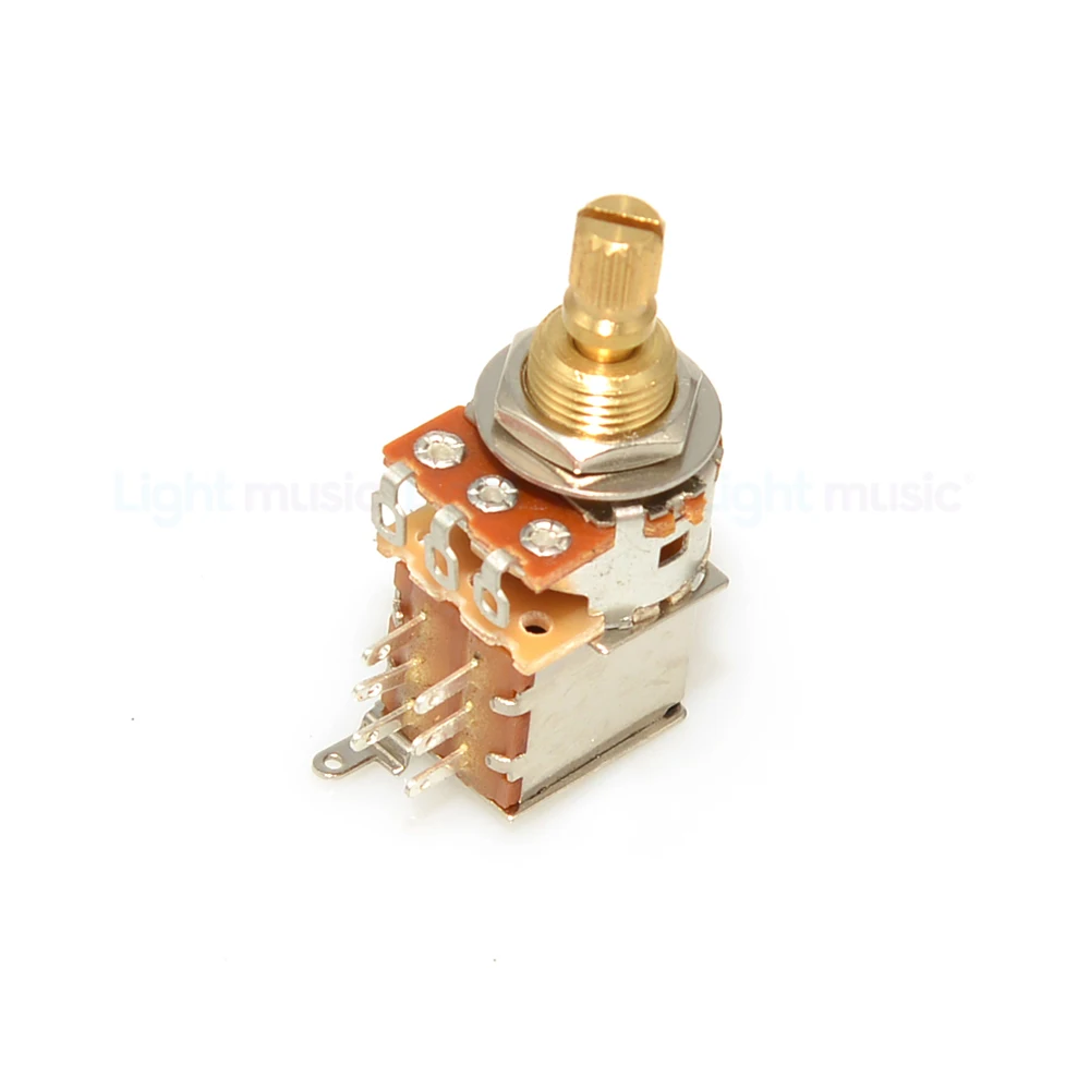 2Pcs Brass Split Shaft Bass Guitar Push Push Potentiometer Switch Toggle Control Pots A250K / B250K / A500K / B500K Guitar Parts