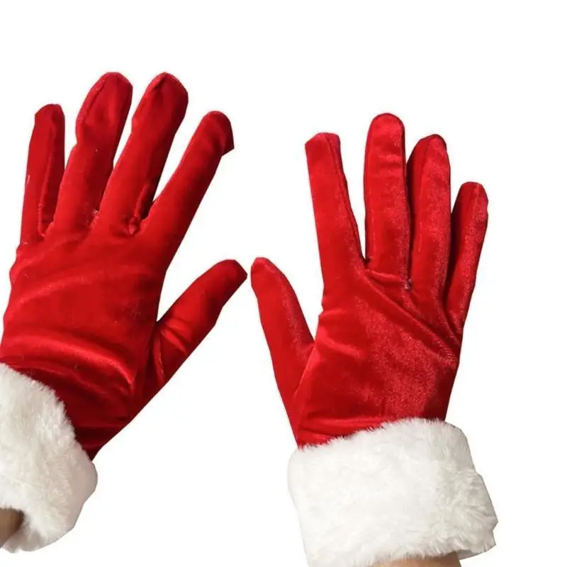39BD Teenager-Cosplay-Weihnachtsmann-Winterhandschuhe mit LED-weißen Manschetten, warme Plüsch-Handschuhe – Detail 7