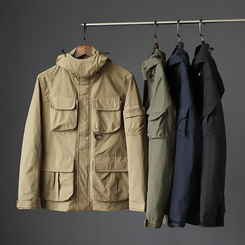 

Outdoor Jacket Men's Windproof and Waterproof Multi-pocket Fashion Tooling Jacket Tide Liu Casual Camping Hiking Suit