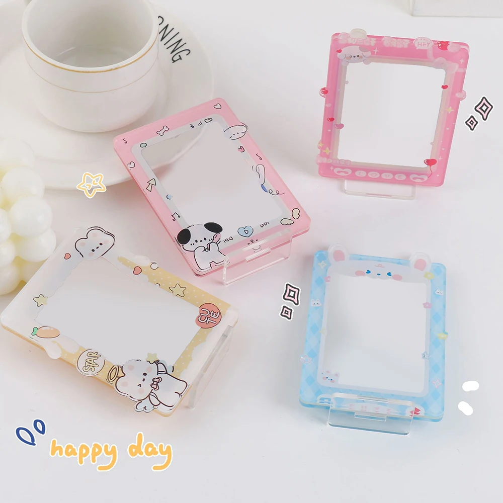 Cartoon Acrylic Brick Stand Photo Protection Pendant Photo Holder Card Display Stand Card Sleeve Cute Sweet Desktop Decor