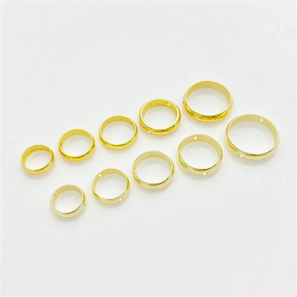 Borsa 14K Oro intarsiato Zirconio Doppia fila Vita piccola Perline Perline Distanziatore Fatto a mano Fai da te Bracciale di perle Collana Accessori di gioielli