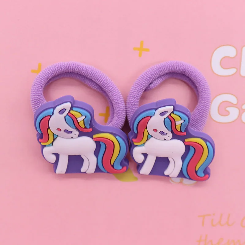 2Pcs/Set Cartoon Animal Unicorn Nylon Headband Kid Hair Accessories Children\'s Elastic Bands For Girl Headband Scrunchie