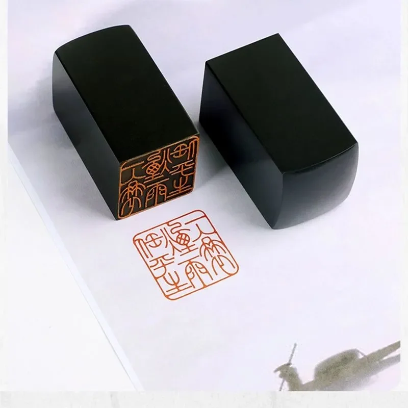 Black Ox Horn Finished Seals Portable Square Cute Animals Patterns Finished Stamps Chinese Calligraphy Painting Personal Seal