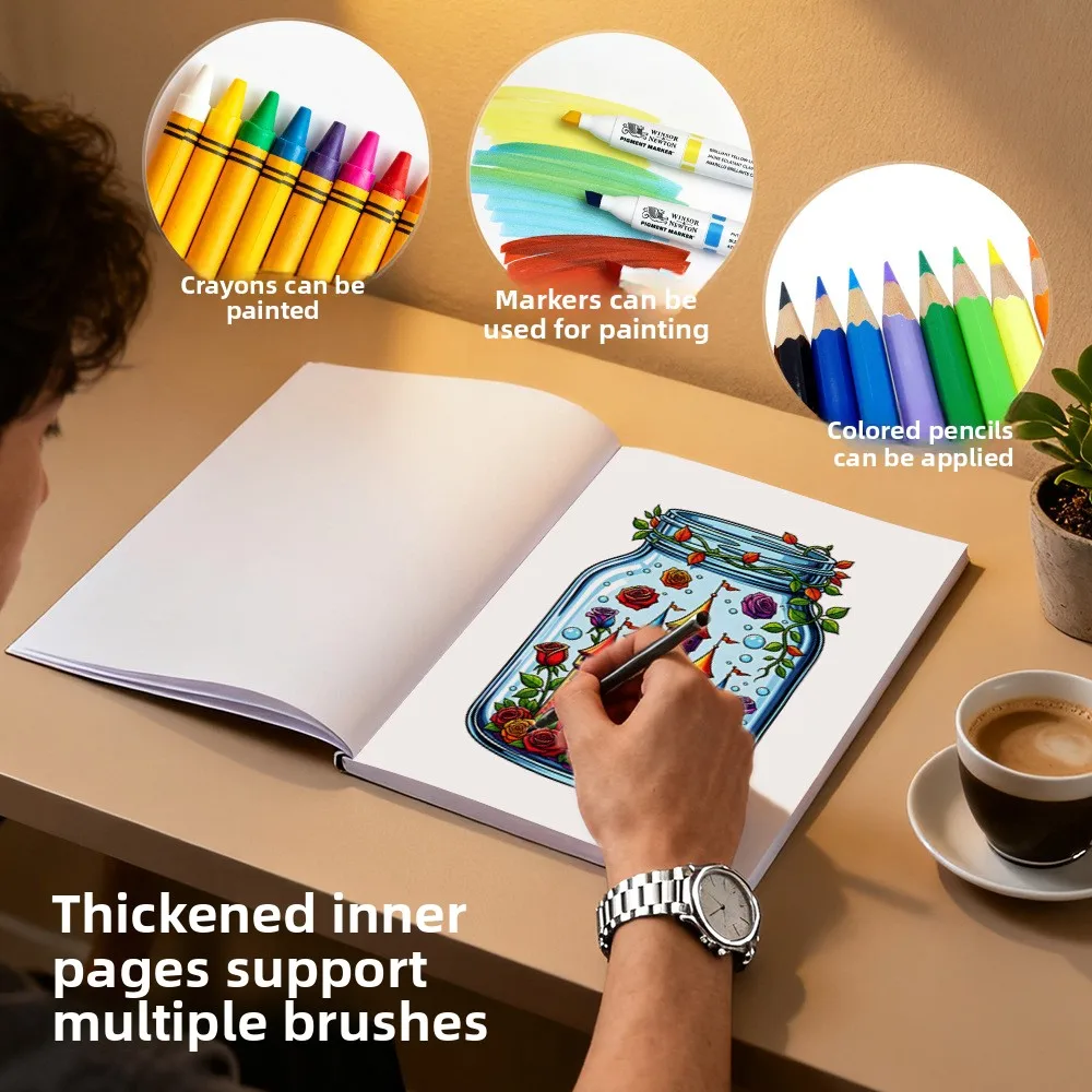A4 Thick Stained Glass Fantasy Coloring Book Adults Stress Relief Drawing Colouring Notebook Wholesale