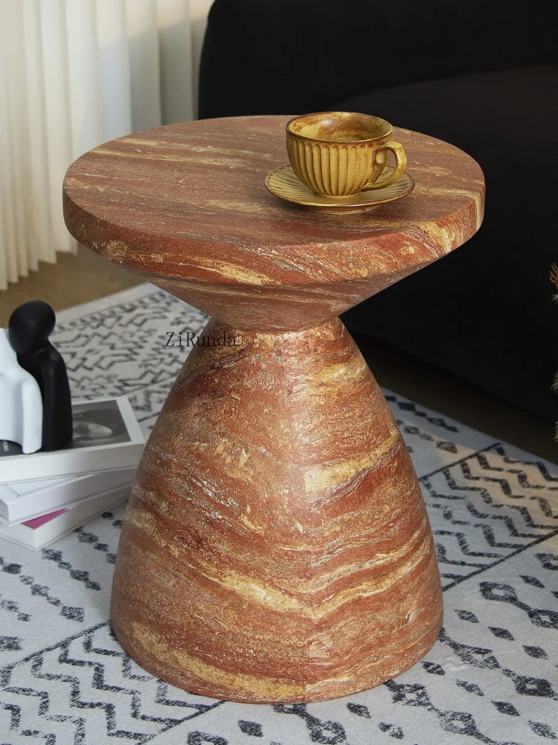 Magnesium oxide cement red travertine coffee table removable designer design homestay hotel creative small table