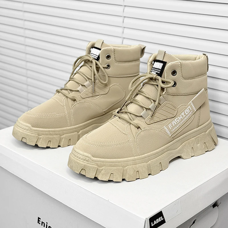 

2025 High-end Street Shoes Khaki - Thick Soled Fashionable Sports Shoes, Men's Urban Walking Shoes Fashion Hiking Boots cowboy