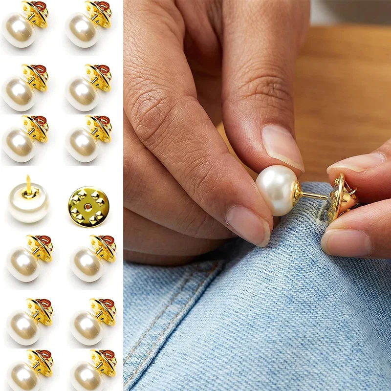 10/20PCS Imitation Pearl Anti Glare Nail Free Decorative Butterfly Needle Buckle, Anti Exposure Fixed Brooches Cover Up Buttons