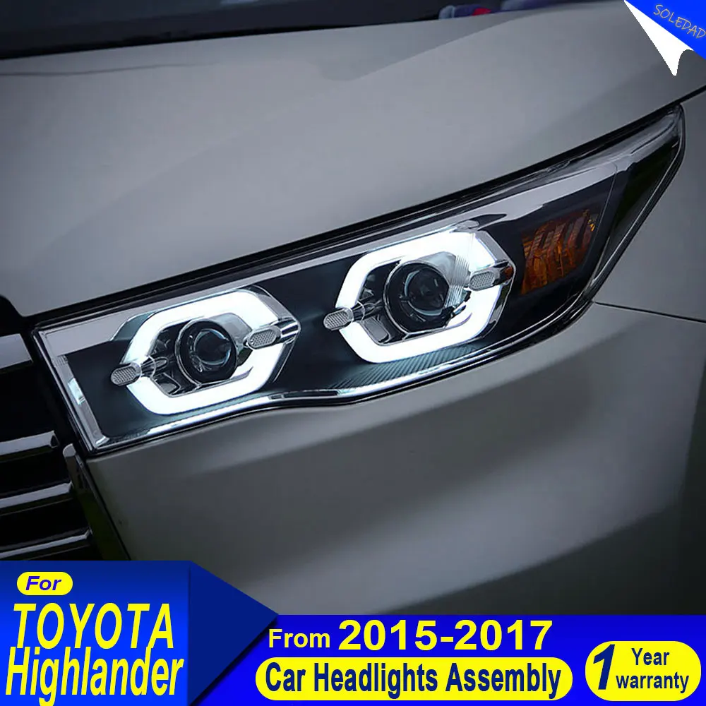 A pair Car Head Lamp for Toyota Highlander Headlight 2015-2017 Highlander Head Light DRL Turn Signal Low High Beam Projector