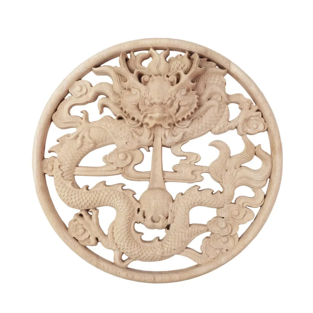 

30CM Wooden Miniatures Home Decoration Accessories Wood Carved Corner Onlay Applique Craft Furniture Door Wall Decor Figurine