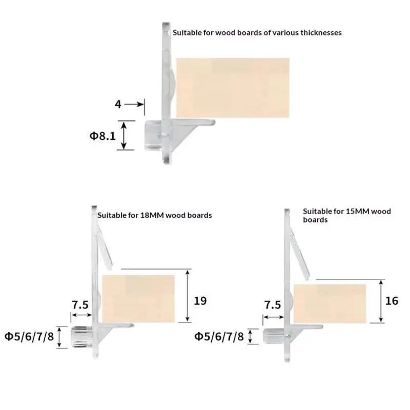 10Pcs Plastic Shelf Support Pegs Transparent Shelf Holder Pins Cabinet Shelves Support Bracket Wooden Shelf Dowel For Furniture