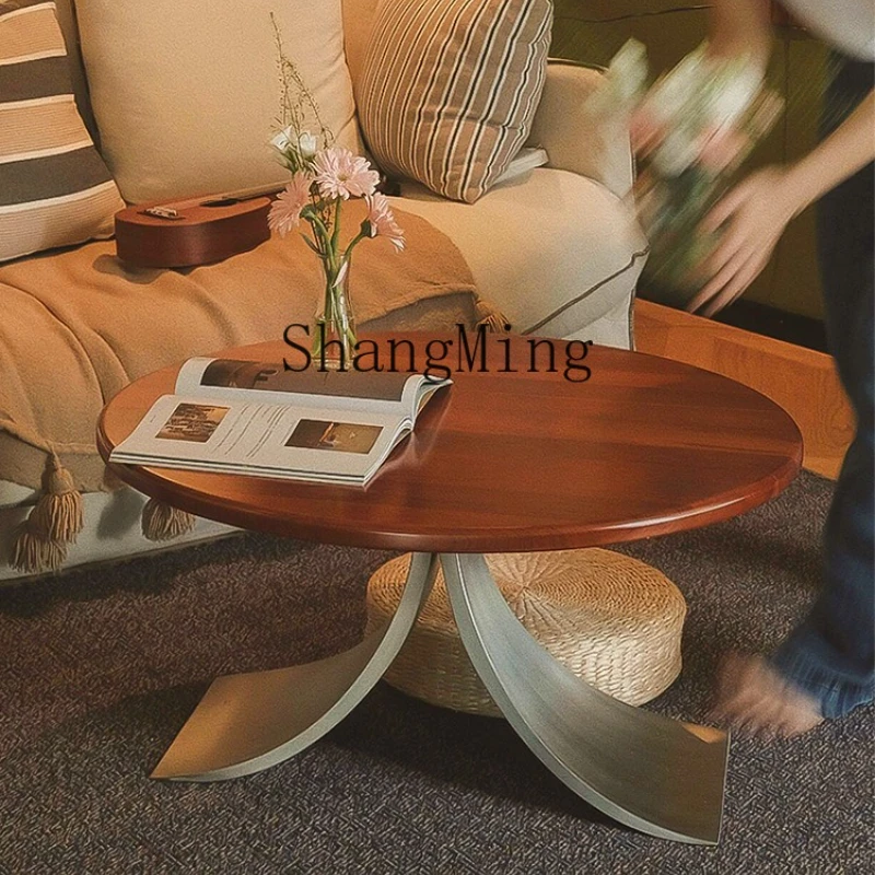 FG good-looking   medieval solid wood cherry small round table home sofa coffee table