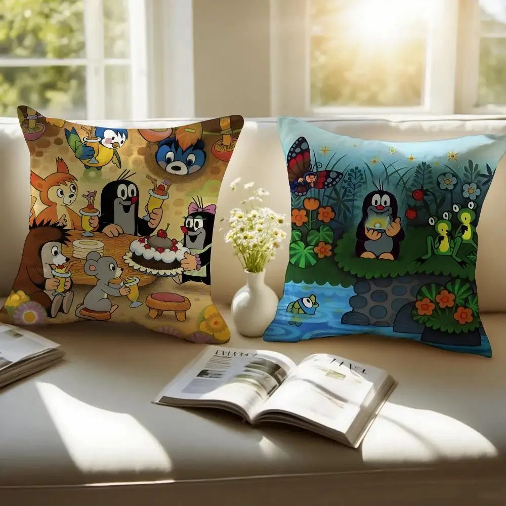 The L-Little Mole ANIME Cushion Cover Cushion Cover Soft & Easy-Wash Pillow Case – Versatile For Couch, Bed, Travel And Office