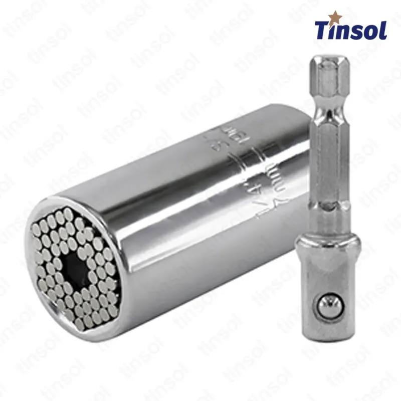 TINSOL 7-19mm Metric SAE Socket Set 3/8 Inch Hex Shank 1/4 to 3/4 Inch Magic Ratcheting Socket Adapter for Drill