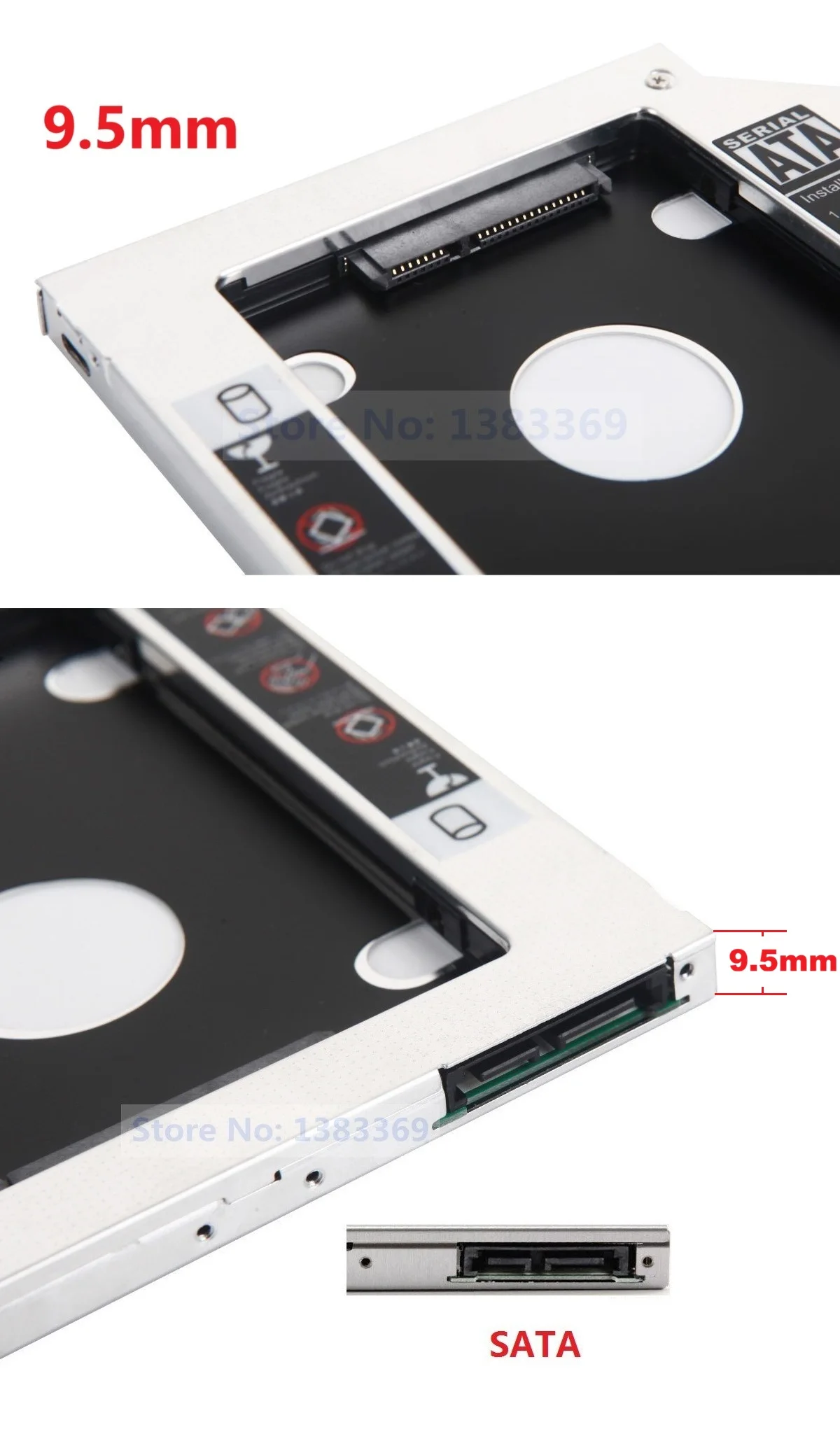 With Bezel Panel 9.5mm 2nd Secondary 2.5 SATA Hard Drive HDD SSD Optical bay Caddy Bracket Frame for Asus X550 A550 K550 F550