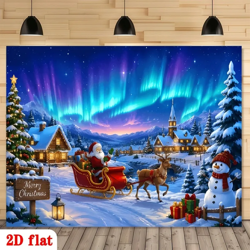 VIKAMA Ice Castle Winter Village Tapestry, Blue Frozen Houses Snowy, Christmas Wall Hanging for Living Room Bedroom
