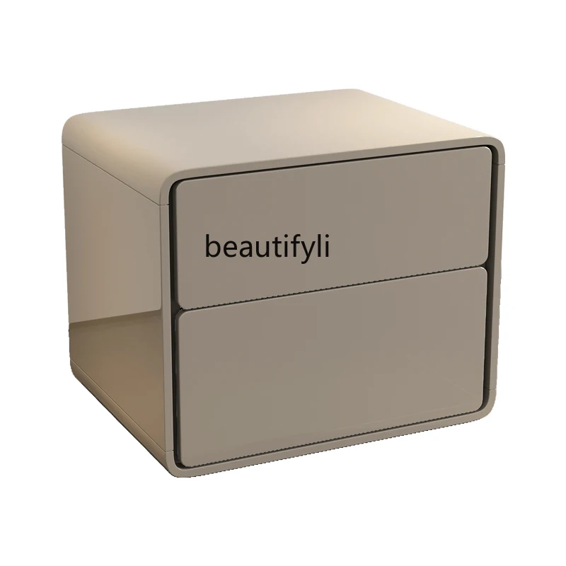 

Italian Minimalist Bedside Table Modern Light Luxury Cream Style Master Bedroom Side Cabinet