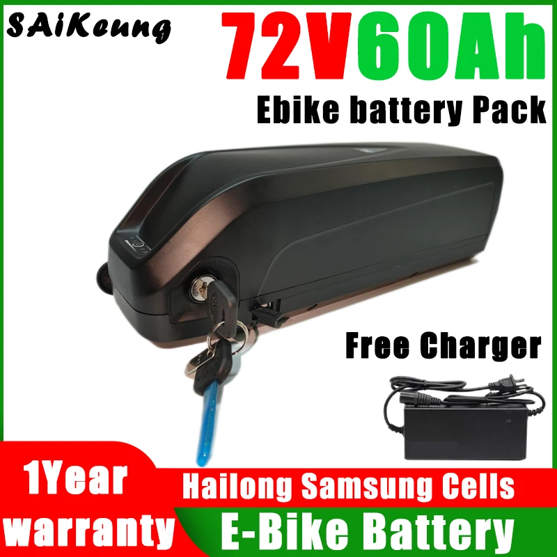 Hailong 72v Rechargeable 48V Electric Bike motorcycle 52v 60V 36V 20ah 24ah 25/30/35/40/45/50/60ah Scooter Lithium Battery Pack