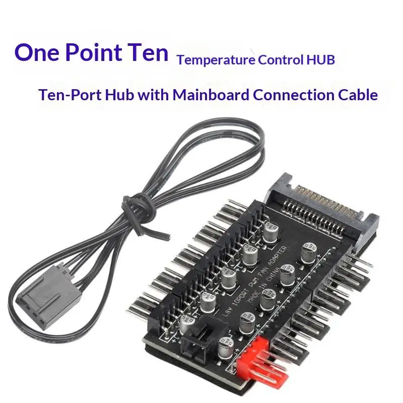 4Pin 10 Port PC Case Fan Hub PWM Controller SATA Power/Large 4P Splitter Motherboard Cooler Cooling Fan Cable