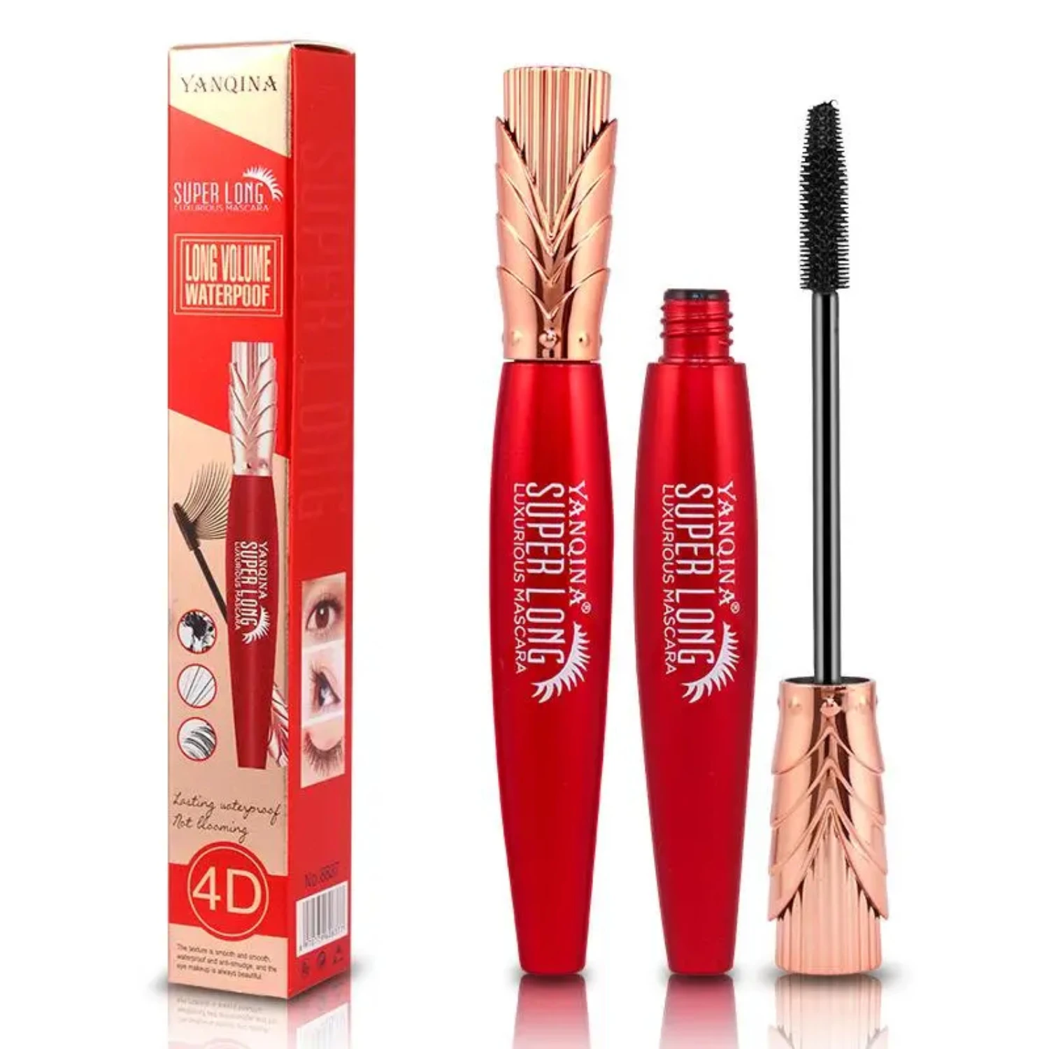 4D Mascara Waterproof Long Eyelashes Extension Silk Fiber Eyelash Black Mascara