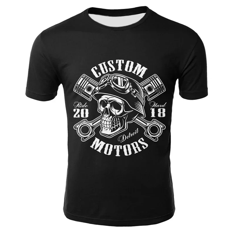 Schädel Mechaniker 3d Harajuku Druck Retro Sommer Männer Punk Heavy Metal Street Hip-Hop Rundhals ausschnitt Kurzarm T-Shirt Top trendy neu