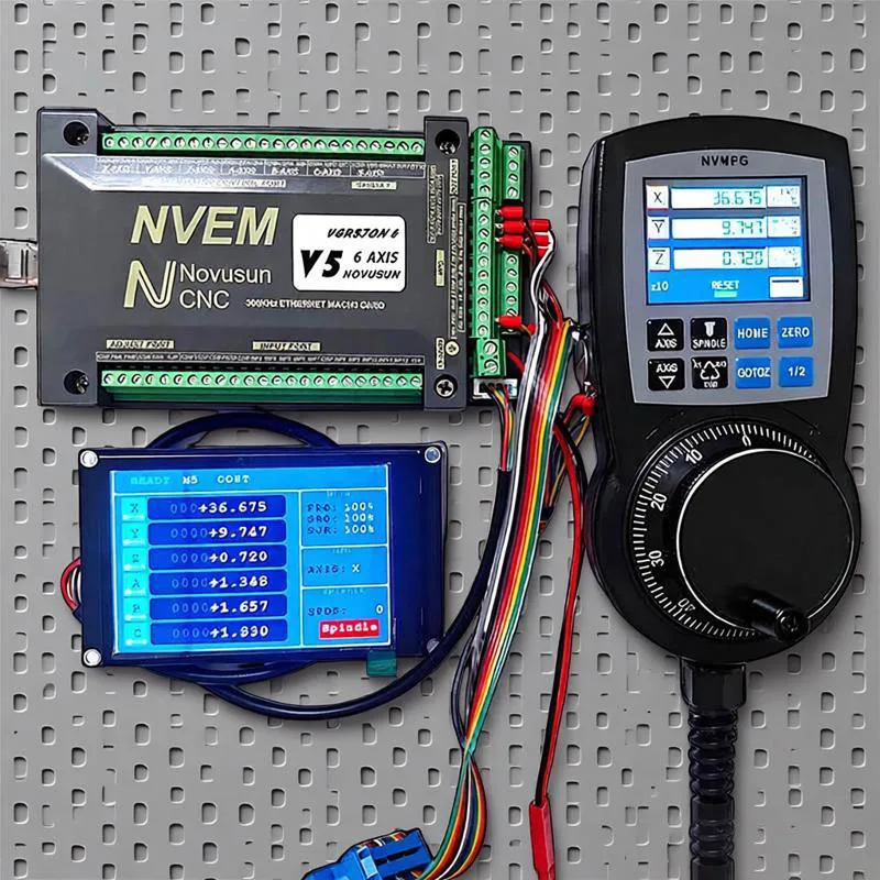 Mach3 NVEM V5 Cnc Controller Kit Ethernet 3/4/5/6Axis 300khz Motion Control Card Digital Display Handwheel+LCD Display