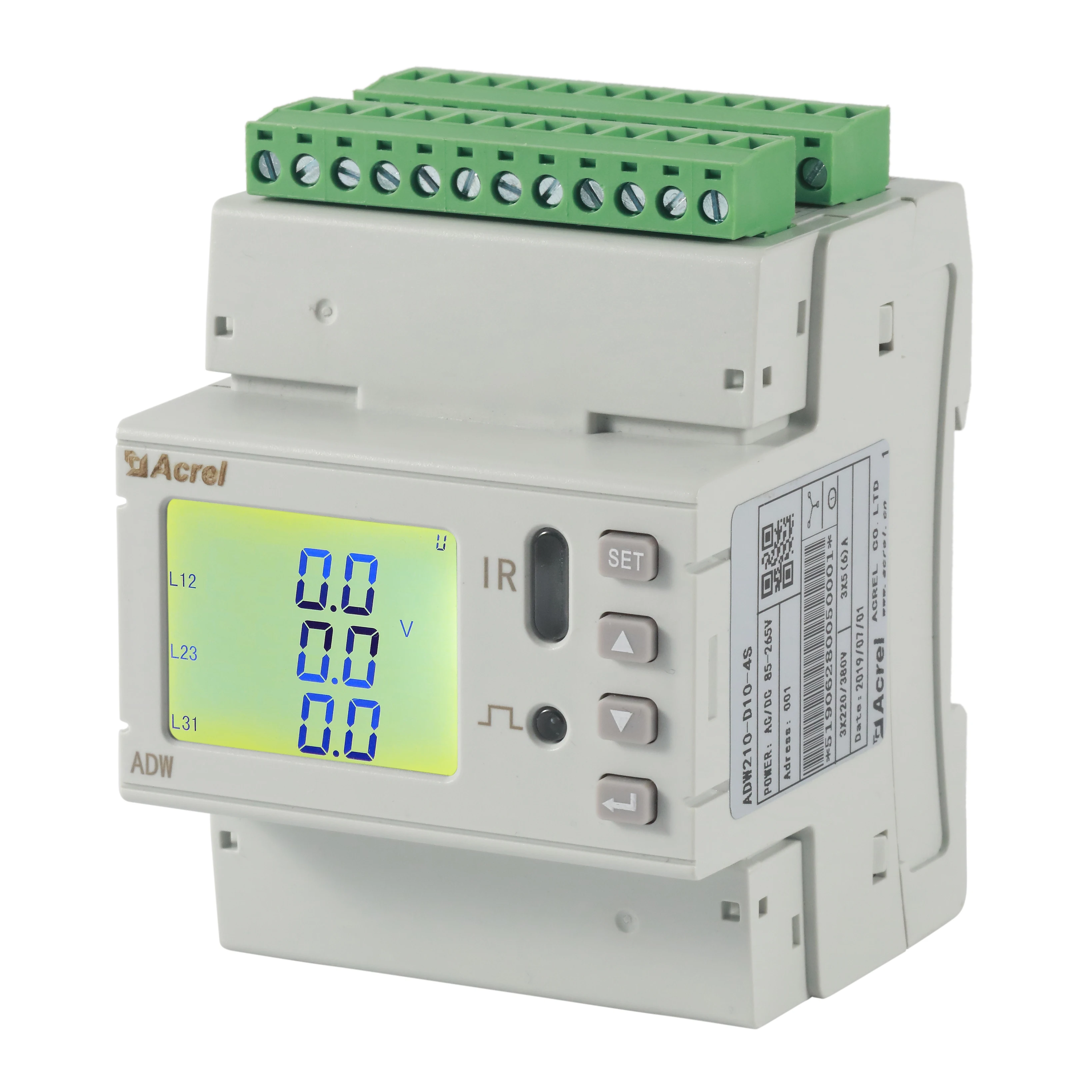 Acrel ADW210 DI/DO Max 4-kanałowy 3-fazowy monitoring mocy Kwh Inteligentny licznik energii Rs485 Modbus-RTU Paired External Cts Dil Rail