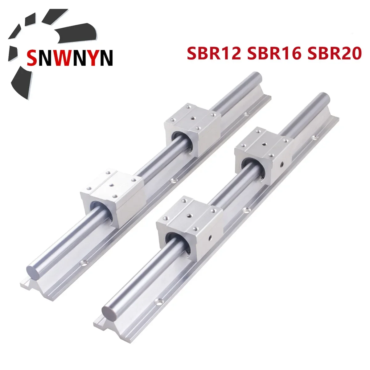 SBR Linear Guide Rail SBR12 SBR16 SBR20 300 500 1000 1500mm 2pc Linear Rail+4pc SBR12UU 16UU 20UU Bearing Blocks For CNC 3D Part