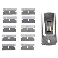 Multi-Purpose Scraper Set Steel Single Edge With 10 Blades Glass Ceramic Hob Window Scraper Cleaning Tools Accessory