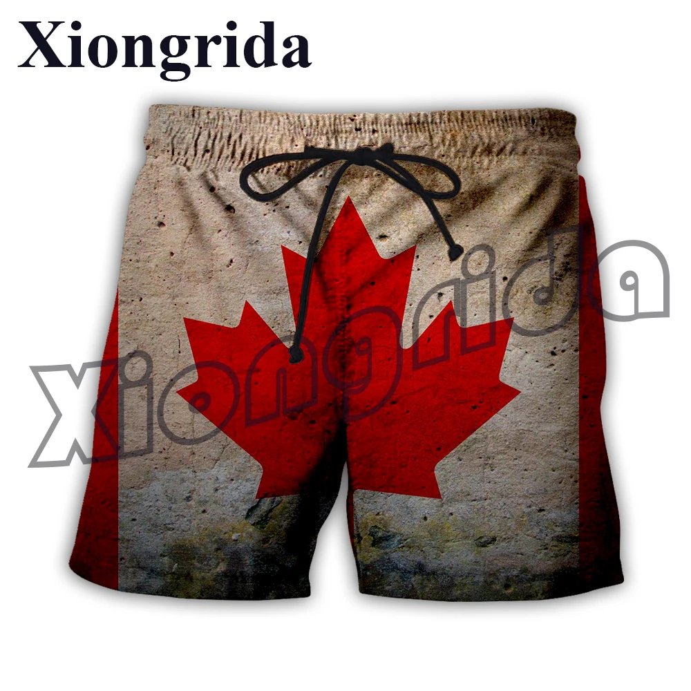 Canadian Flag Graphic Shorts Mens Canada Maple Leaves 3D Printed Trunks Fashion Beach Shorts Casual Short Pants Trousers Male