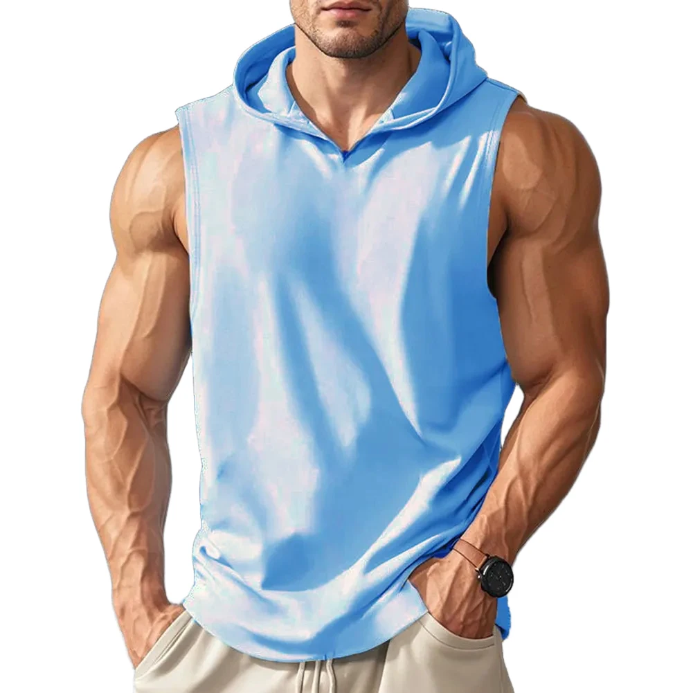 

Hooded Sleeveless Shirt Running Fitness Sleeveless Vest Daily Use Holiday Attire Hooded Neckline Party Clothing