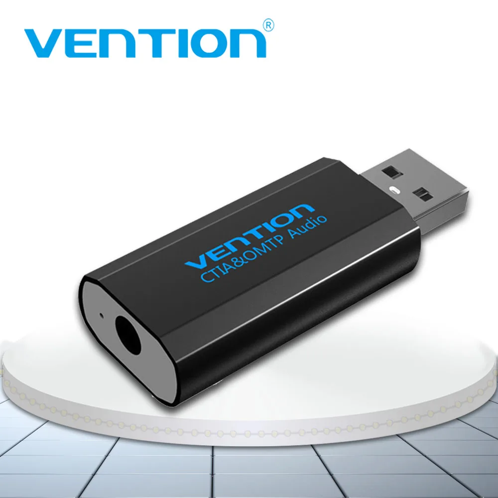 Vention USB بطاقة الصوت الخارجية USB إلى AUX جاك 3.5 مللي متر سماعة محول الصوت هيئة التصنيع العسكري بطاقة الصوت 5.1 محرك الحرة للكمبيوتر المحمول